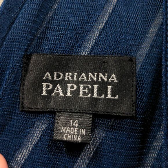 Adrianna Papell Shimmer Layered Tiered Sheath Cocktail Dress Size 14 Blue - Picture 5 of 12